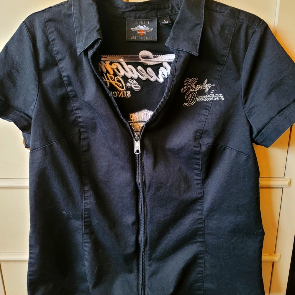 Harley Davidson zip up biker t-shirt